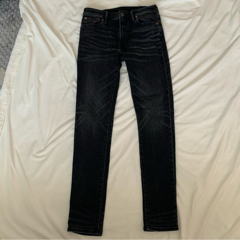 American Eagle men’s black jeans, size 30x45, pre-owned, skinny, regular fit
